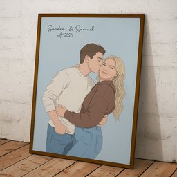 Custom Couple Portrait Anniversary Valentine's Day Gift For Her, Him - Personalized Photo Poster – view 6