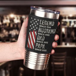 Legend, Husband, Dad And Grandpa Custom Family Name - Personalized 20oz Leather Wrapped Tumbler – view 4