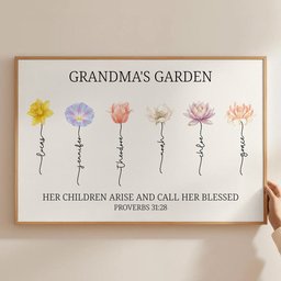 Grandma's Garden Christian Gift For Grandma, Mom - Proverbs 31:28 - Personalized Poster – view 4