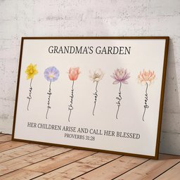 Grandma's Garden Christian Gift For Grandma, Mom - Proverbs 31:28 - Personalized Poster – view 2