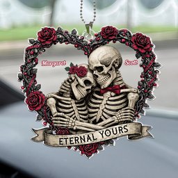Skull Couple Spooky Skeleton Style ’Til Death Do Us Part - Personalized Rear View Mirror Accessory – view 4