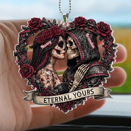 Skull Couple Spooky Skeleton Style ’Til Death Do Us Part - Personalized Rear View Mirror Accessory – view 6