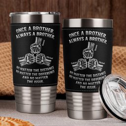 Once A Brother, Always A Brother, No Matter The Distance - Personalized 20oz Leather Wrapped Tumbler – view 2