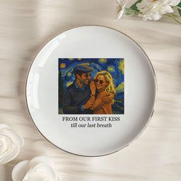 Couple Photo Van Gogh Style Art Anniversary Valentine's Day Gift - Personalized Jewelry Dish – view 7