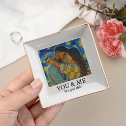 Couple Photo Van Gogh Style Art Anniversary Valentine's Day Gift - Personalized Jewelry Dish – view 4