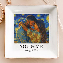 Couple Photo Van Gogh Style Art Anniversary Valentine's Day Gift - Personalized Jewelry Dish – view 2