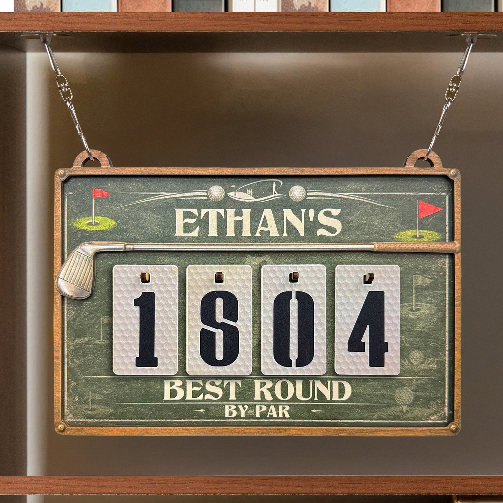 Golf Best Round By Par - Personalized Hanging Golf Tracker