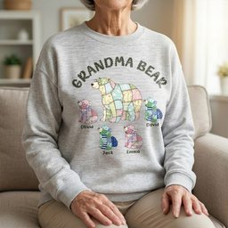 Grandma Bear Patchwork Print - Personalized Shirt – view 4