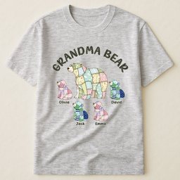 Grandma Bear Patchwork Print - Personalized Shirt