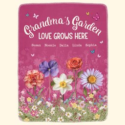 Grandma's Garden Love Grows Here - Personalized Blanket – view 2