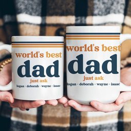 World’s Best Dad Grandpa Papa Retro 70s Father’s Day Gift With Kids’ Names - Personalized Mug – view 5