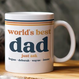 World’s Best Dad Grandpa Papa Retro 70s Father’s Day Gift With Kids’ Names - Personalized Mug – view 2