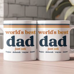 World’s Best Dad Grandpa Papa Retro 70s Father’s Day Gift With Kids’ Names - Personalized Mug – view 3