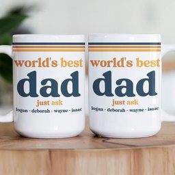 World’s Best Dad Grandpa Papa Retro 70s Father’s Day Gift With Kids’ Names - Personalized Mug – view 4
