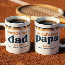 World’s Best Dad Grandpa Papa Retro 70s Father’s Day Gift With Kids’ Names - Personalized Mug