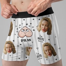 I'm Nuts About You Gift For Husband, Boyfriend - Personalized Photo Men's Boxer Briefs – view 2
