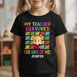 100 Days Of School School Boys Girls Kids Gift - Personalized Shirt – view 2