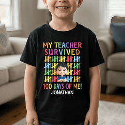 100 Days Of School School Boys Girls Kids Gift - Personalized Shirt – view 3