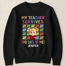 100 Days Of School School Boys Girls Kids Gift - Personalized Shirt – view 5