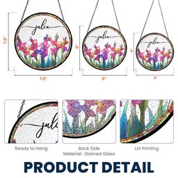 Custom Birth Flower & Name - Personalized Stained Glass Window Hanging Suncatcher – view 6