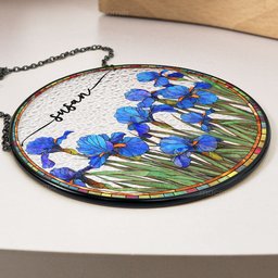Custom Birth Flower & Name - Personalized Stained Glass Window Hanging Suncatcher – view 4