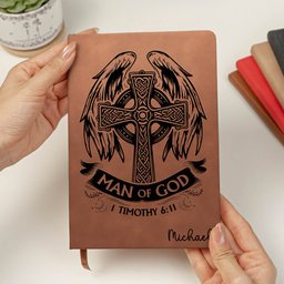 Man Of God Religious Gift For Him - Personalized Leather Journal – view 3