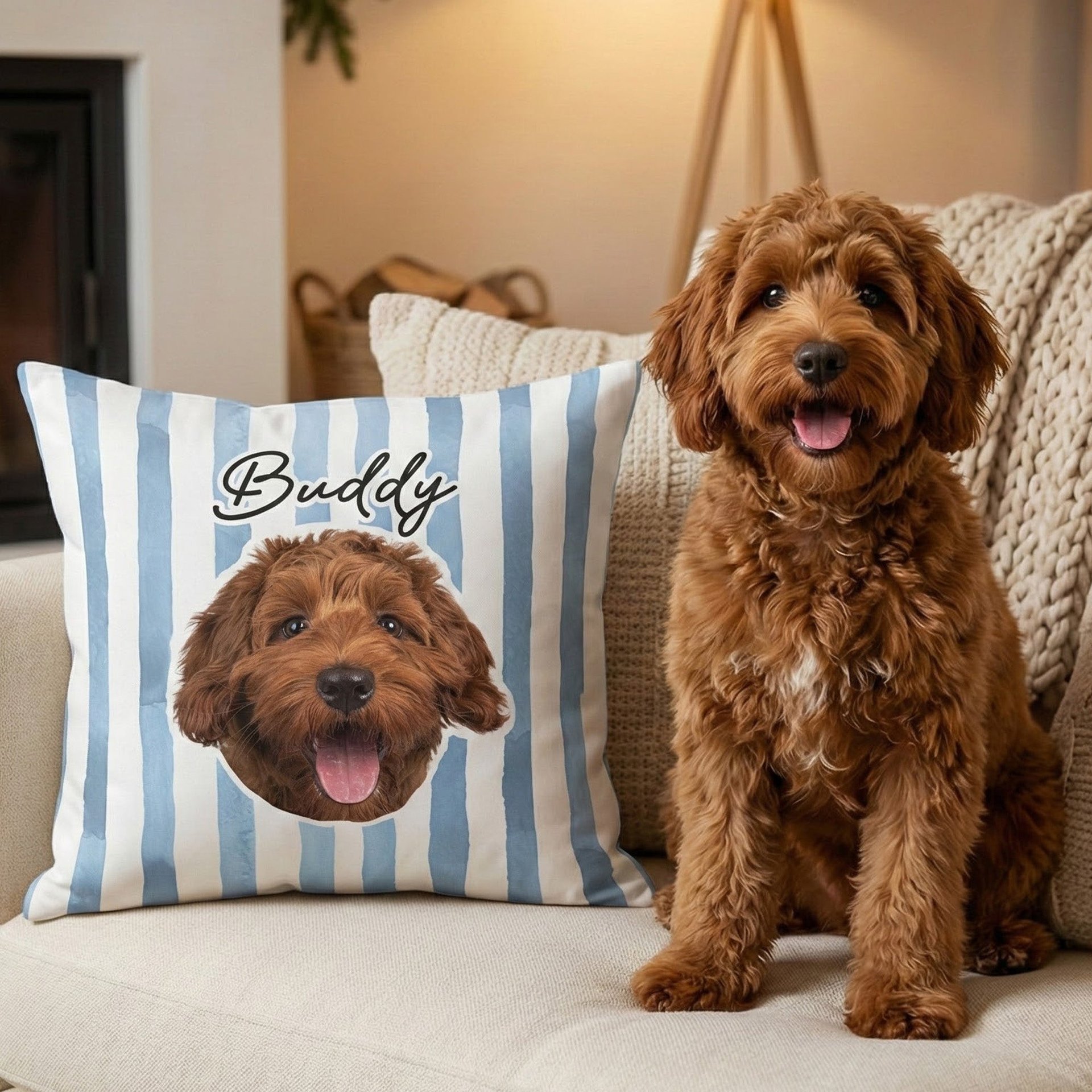 Custom Pet Portrait Dog Lover Cat Lover Gift - Personalized Photo Pillow (Insert Included)