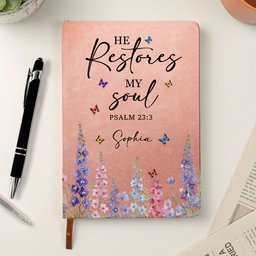 Prayer Journal Christian Gifts For Women, Wife, Daughter, Her - Custom Birth Flower - Personalized Leather Journal
