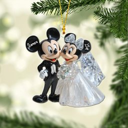 Cute Mouse Wedding Couple - Personalized Mouse Ornament – view 4