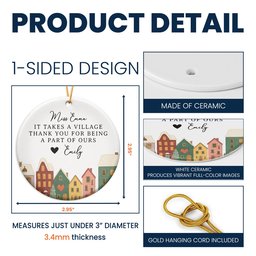 It Takes A Village Thank You Gift For Teacher Appreciation, Coworkers, Boss, Team - Personalized Ceramic Ornament – view 5