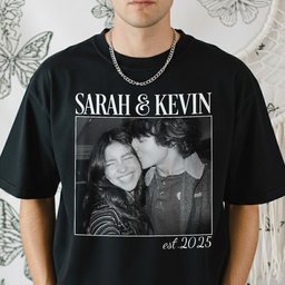 Vintage Couple Picture Matching, Anniversary Gift, Valentine's Day Gifts - Personalized Photo Comfort Tee – view 4