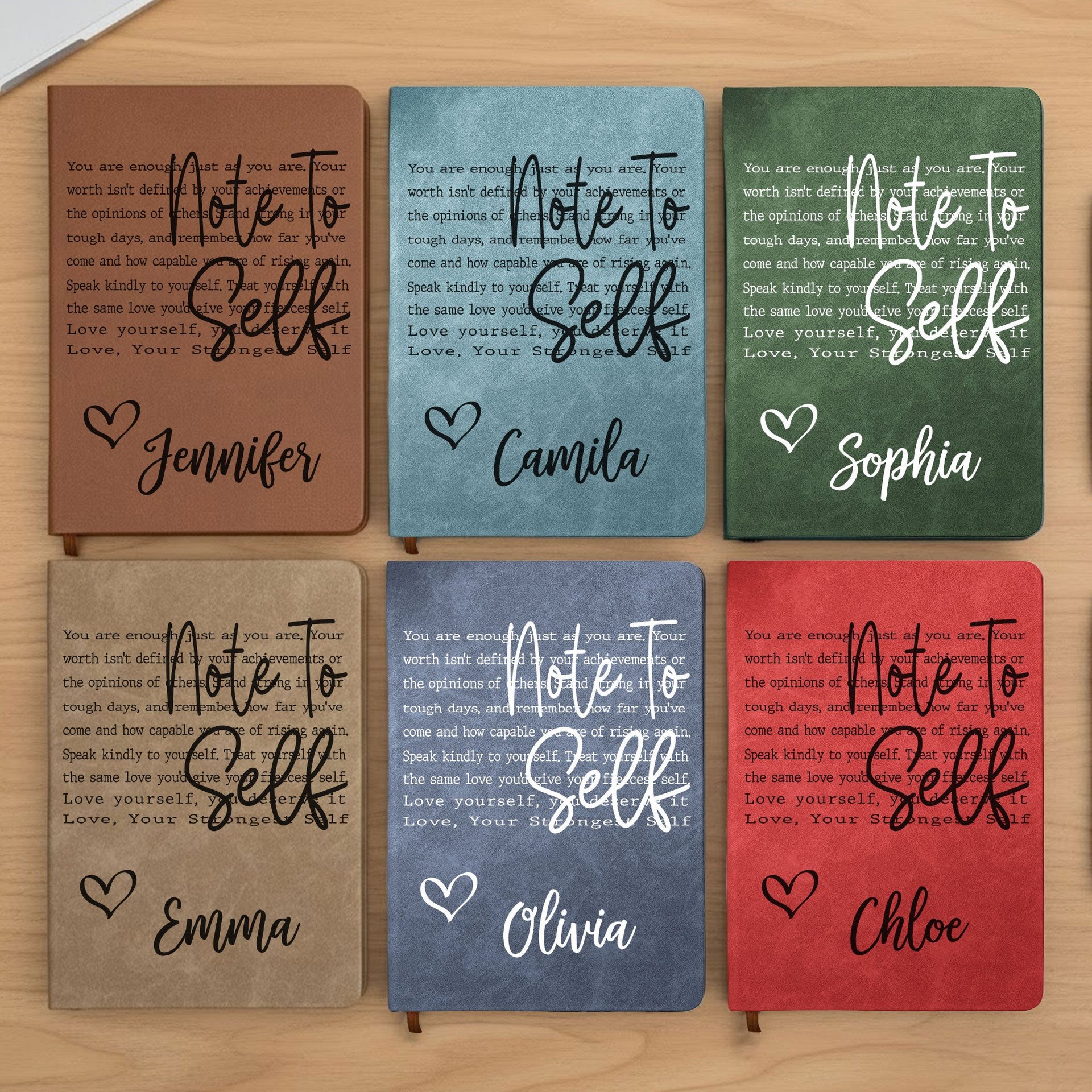 Affirmations Notebook Self-Love Journal Silly Mental Health Gifts For Her - Personalized Leather Journal