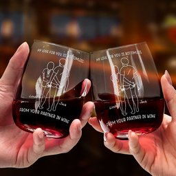 My Love For You Is Bottomless Partner In Wine - Personalized Stemless Wine Glass – view 3
