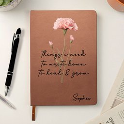Positive Affirmations Notebook, Self-Love Journal, Silly Mental Health Gifts For Her - Personalized Leather Journal – view 3