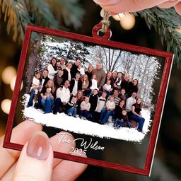 Custom Family Photo Frame For Family, Friends, Grandparents - Personalized Wood And Acrylic Photo Ornament – view 2