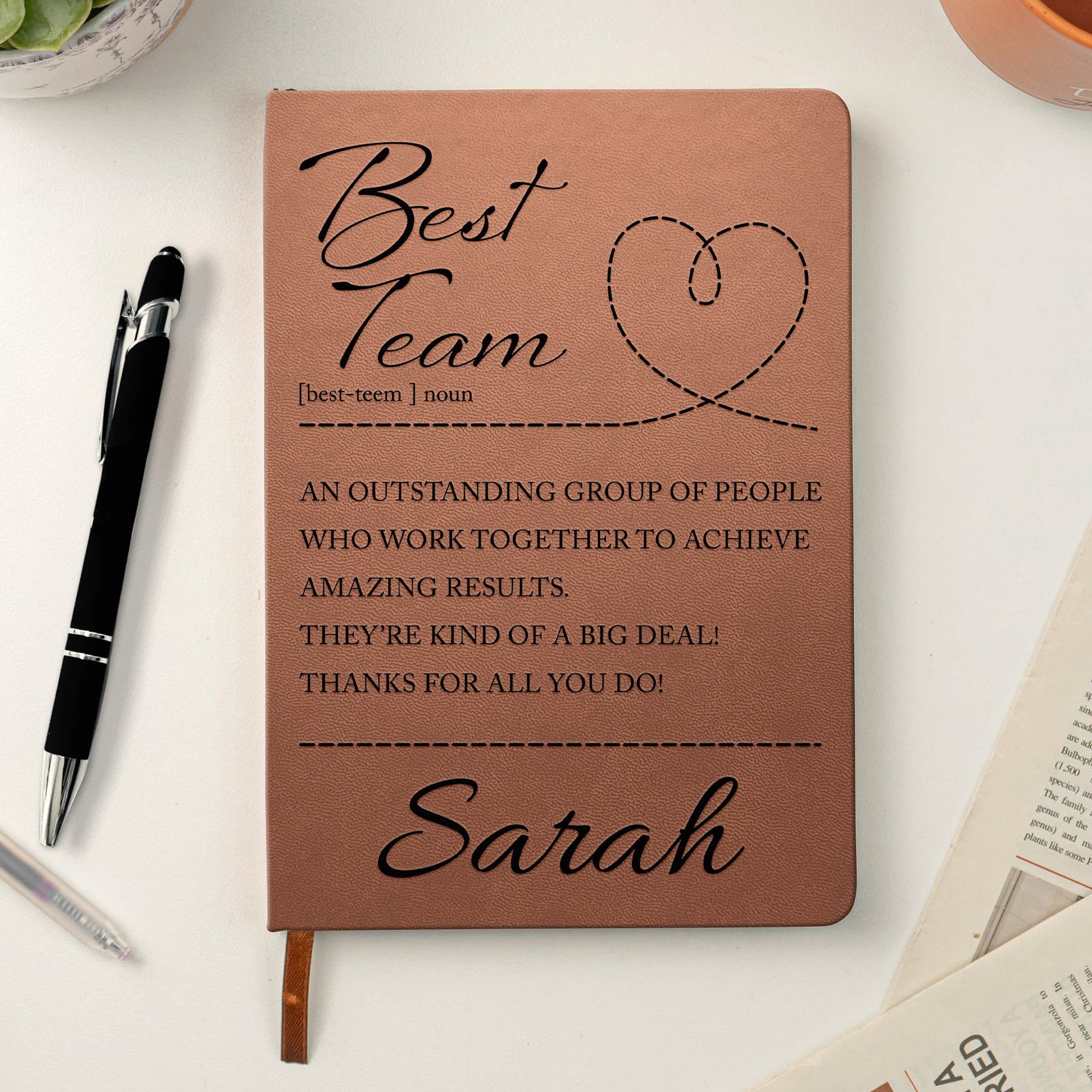Best Team Bulk Journals Corporate Gift, Appreciation Week, Employee Thank You Gifts For Coworker - Personalized Leather Journ