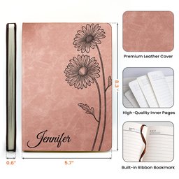 Custom Name Journal Birth Month Flower Gift - Personalized Leather Journal – view 6