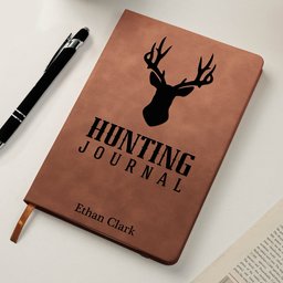 Deer Hunting Journal For Hunters, Hunting Gifts For Men, Husband, Dad, Grandpa - Personalized Leather Journal – view 5
