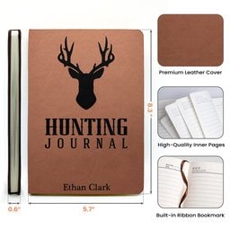 Deer Hunting Journal For Hunters, Hunting Gifts For Men, Husband, Dad, Grandpa - Personalized Leather Journal – view 6
