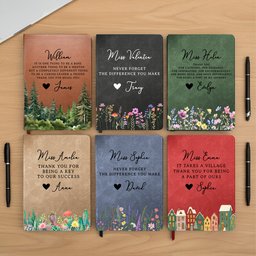 It Takes A Village Thank You Gift For Teacher Appreciation, Coworkers, Boss, Team - Personalized Leather Journal