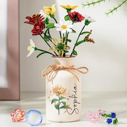 Custom Birth Month & Zodiac Star Sign For Her, Daughter, Wife, Sister - Personalized Ceramic Vase (Vase Only, Flowers Exclude