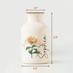Custom Birth Month & Zodiac Star Sign For Her, Daughter, Wife, Sister - Personalized Ceramic Vase (Vase Only, Flowers Exclude
