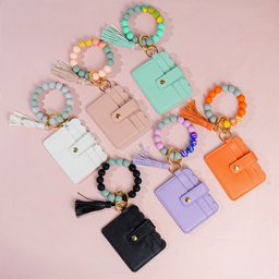 Custom Birth Flower & Name For Her, Wife, Daughter, Sister - Personalized Keychain Wristlet Leather Wallet – view 6