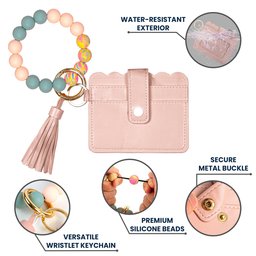 Custom Birth Flower & Name For Her, Wife, Daughter, Sister - Personalized Keychain Wristlet Leather Wallet – view 7