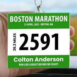 Race Bib For Runner - Personalized Rear View Mirror Accessory – view 3