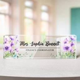 Custom Birth Flower & Name For Coworkers, Teacher Thank You Gifts - Personalized Name Plate – view 2