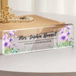Custom Birth Flower & Name For Coworkers, Teacher Thank You Gifts - Personalized Name Plate – view 6