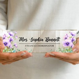 Custom Birth Flower & Name For Coworkers, Teacher Thank You Gifts - Personalized Name Plate – view 3