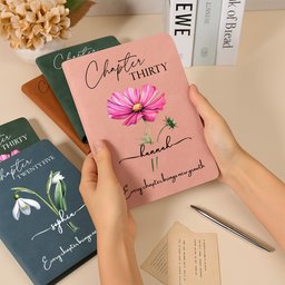 Birthday Gift For Her, Every Chapter Brings New Growth - Personalized Leather Journal – view 2