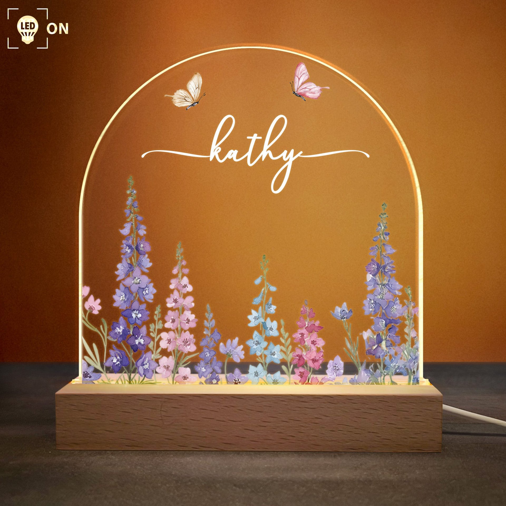 Custom Birth Flower Night Light For Baby Girl Daughter Nursery Decor - Personalized LED Light